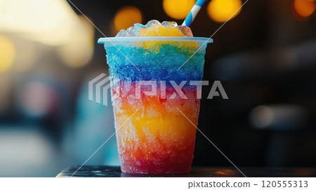 ice slushy in a plastic cup 120555313