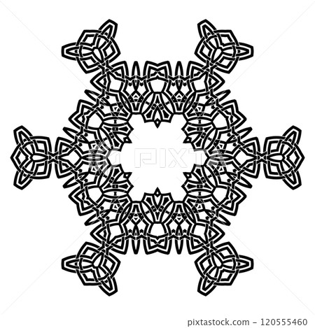 Vector round ornament. Decorative vintage ethnic pattern for tattoo or logo. Celtic knots frame. Scandinavian traditional ornament Vector round ornament. Decorative vintage ethnic pattern for tattoo or logo. Celtic knots frame. Scandinavian traditional ornament 120555460