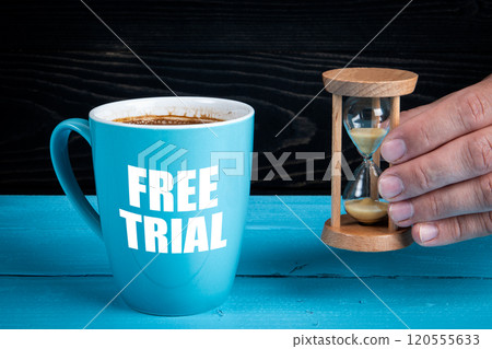 Free Trial. Coffee mug with the inscription Free Trial. Coffee mug with the inscription 120555633