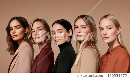 Aligned Medium Shot of Four Diverse Women 120555775