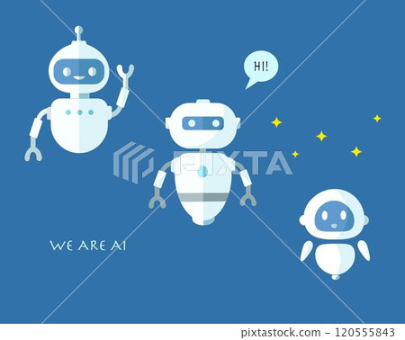 A set of simple and cute hand-drawn AI robot illustrations A set of simple and cute hand-drawn AI robot illustrations 120555843
