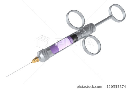 Carpool syringe with the drug, for anesthesia in dentistry. 3D rendering Carpool syringe with the drug, for anesthesia in dentistry. 3D rendering 120555874