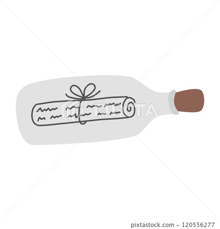 Bottle with a letter. Message in a bottle in flat design. 120556277
