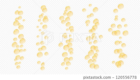 Oil bubbles, realistic liquid serum drops, orange fizzing bubbles. 120556778