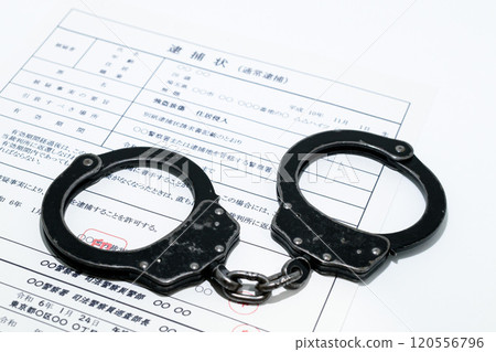 Image of arrest for illegal part-time work (arrest warrant and handcuffs) Image of arrest for illegal part-time work (arrest warrant and handcuffs) 120556796
