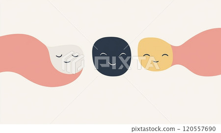 Three smiling faces showing different emotions and feelings 120557690