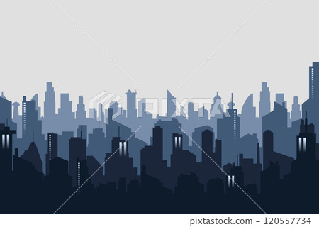 Modern city night view silhouette background. Vector illustration banner template 120557734