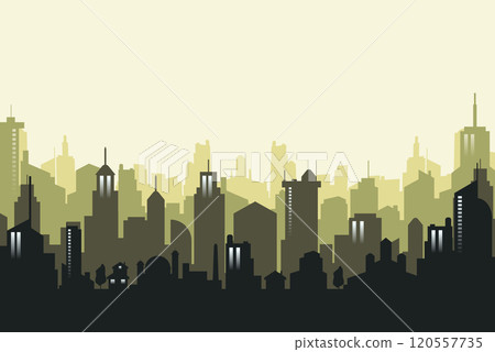 The environmental cityscape silhouette background. Vector illustration banner template 120557735