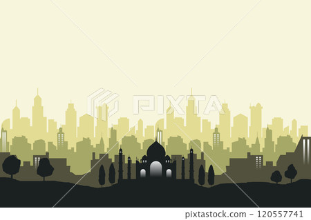 Taj Mahal India skyline. Trendy cityscape silhouette Taj Mahal India skyline. Trendy cityscape silhouette 120557741