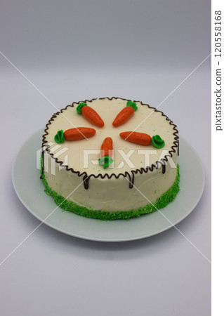 Classic Carrot Cake with Fondant Decorations Classic Carrot Cake with Fondant Decorations 120558168