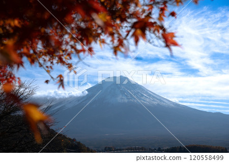 Mount Fuji in early winter as seen from Lake Kawaguchi 120558499