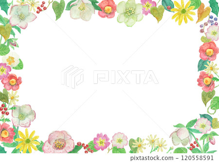 冬天花框畫水彩 120558591