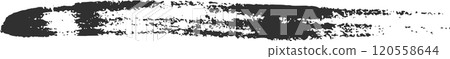 Energetic black paintbrush stroke creates a dynamic and textured design element on a clean white background, suitable for various design projects 120558644