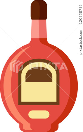 Wine bottle showcasing a unique and stylish design, featuring a blank label ready for customization and a vibrant red color that adds a touch of elegance and sophistication Wine bottle showcasing a unique and stylish design, featuring a blank label ready for customization and a vibrant red color that adds a touch of elegance and sophistication 120558753