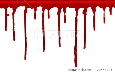 Red blood is dripping down a white background, creating a chilling and gruesome curtain effect, perfect for halloween or horror themed projects Red blood is dripping down a white background, creating a chilling and gruesome curtain effect, perfect for halloween or horror themed projects 120558793