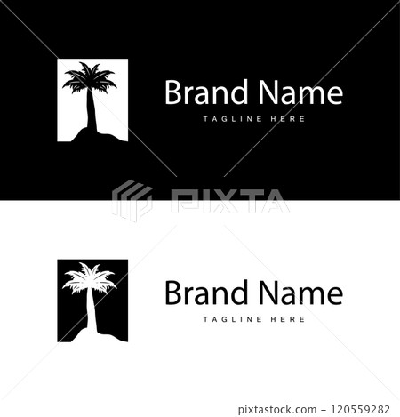 Coconut tree logo design template palm tree silhouette illustration summer beach sea plant Coconut tree logo design template palm tree silhouette illustration summer beach sea plant 120559282