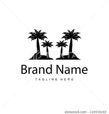 Coconut tree logo design template palm tree silhouette illustration summer beach sea plant 120559283