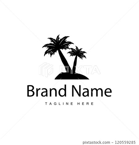 Coconut tree logo design template palm tree silhouette illustration summer beach sea plant Coconut tree logo design template palm tree silhouette illustration summer beach sea plant 120559285