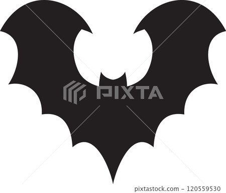 Stylized vector illustration of a bat spreading its wings, creating a spooky and ominous atmosphere perfect for halloween projects 120559530