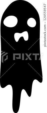 Black ghost melting with surprised expression is a spooky halloween decoration, perfect for adding a touch of fright to any celebration 120559547