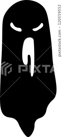 Black ghost silhouette floating against a white background, creating a spooky and eerie atmosphere perfect for halloween decorations and themed projects 120559552
