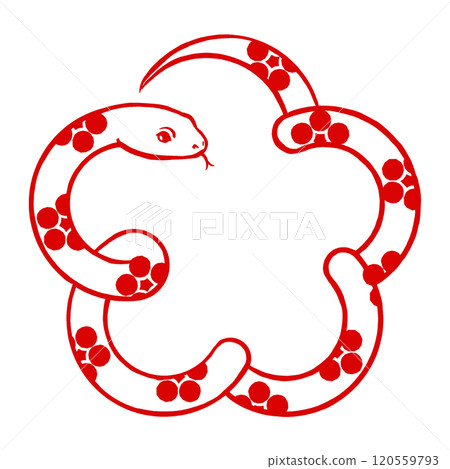 梅花形梅壺紋白蛇 毛筆彩繪二色 梅花形梅壺紋白蛇 毛筆彩繪二色 120559793