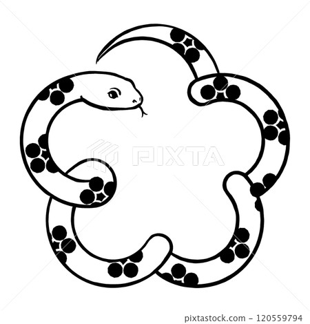 梅花形白蛇梅壺紋毛筆畫黑色 120559794