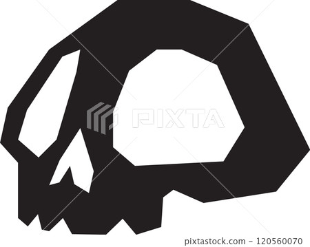 Geometric illustration representing a skull, symbolizing death, mortality, and the macabre, presented in a simplified and abstract artistic style 120560070