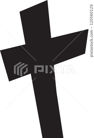 Simple, powerful illustration of a black christian cross representing faith, spirituality, and religious devotion, perfect for conveying themes of hope and devotion 120560129