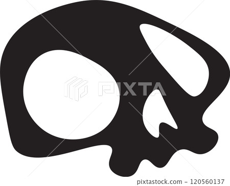This minimalist illustration showcases a striking black skull silhouette, evoking themes of death, halloween, and more. It s a versatile symbol that can be used in various designs and projects 120560137
