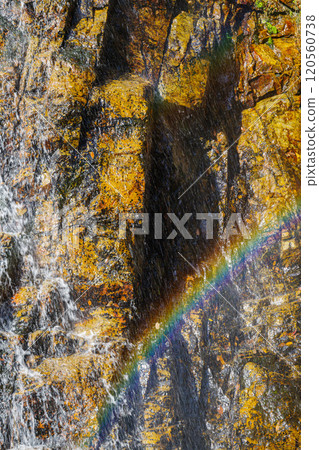 Goho Falls (Ichinotaki Falls) with a rainbow over it, Yaotsu Town, Kamo District, Gifu Prefecture 120560738