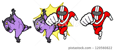 敵人被紅色遊俠擊敗 120560822