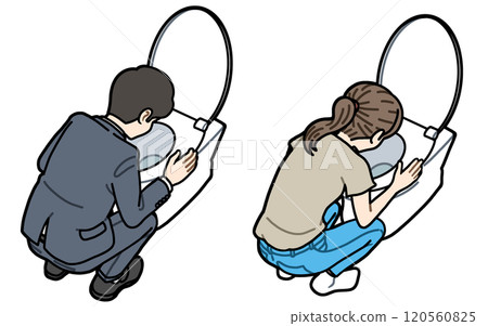 男人和女人在廁所嘔吐 男人和女人在廁所嘔吐 120560825