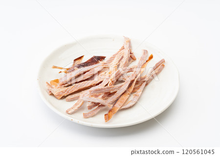 Dried squid on a plate Dried squid on a plate 120561045