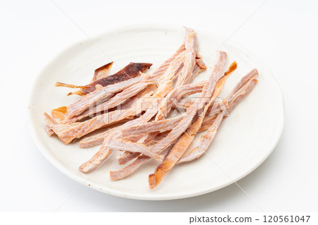 Dried squid on a plate Dried squid on a plate 120561047