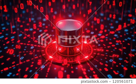 Visualize the risks of cyberattacks with this striking depiction of a database under threat, highlighting vulnerabilities and defenses. Visualize the risks of cyberattacks with this striking depiction of a database under threat, highlighting vulnerabilities and defenses. 120561071