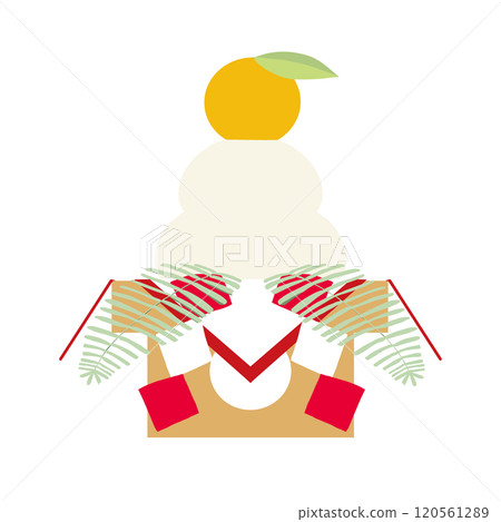 Illustration of a simple kagami mochi Illustration of a simple kagami mochi 120561289