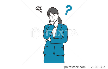 Simple illustration of a woman thinking about business Simple illustration of a woman thinking about business 120561334