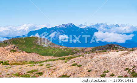 Climbing Mt. Ontake in autumn (view of Mt. Norikura and the Northern Alps) Climbing Mt. Ontake in autumn (view of Mt. Norikura and the Northern Alps) 120561481