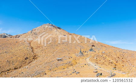 Climbing Mt. Ontake in autumn: Otaki summit to Kengamine (Hatcho Darumi) Climbing Mt. Ontake in autumn: Otaki summit to Kengamine (Hatcho Darumi) 120561532