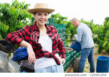 Portrait of a positive young girl farmer Portrait of a positive young girl farmer 120561956