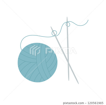 Crochet wool ball and needle icon, hand drawn knitting craft decoration object, cartoon crochet tool illustration, doodle tailor accessories design, flat fashion supplies element, Crochet wool ball and needle icon, hand drawn knitting craft decoration object, cartoon crochet tool illustration, doodle tailor accessories design, flat fashion supplies element, 120561985