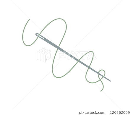 Sewing needle and thread logo, doodle dressmaking tool illustration, vector sewing craft supplies design, hand drawn fashion decoration object, cartoon tailor accessories element, Sewing needle and thread logo, doodle dressmaking tool illustration, vector sewing craft supplies design, hand drawn fashion decoration object, cartoon tailor accessories element, 120562009