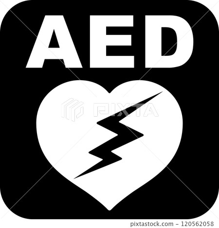 Signs indicating where AEDs are located 120562058