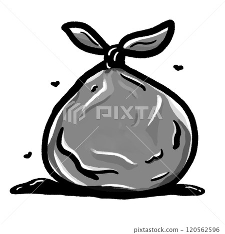 garbage cartoon isolated illustration, monochromatic doodle drawing 120562596