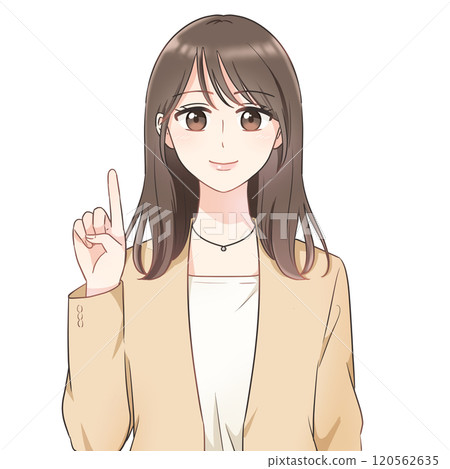 辦公室休閒風格的女人指著微笑 120562635
