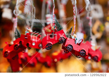 Red Toy Car Christmas Ornaments with Mini Trees 120562822