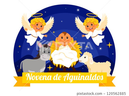 Novena de Aguinaldos Vector Illustration featuring a Holiday Tradition in Colombia, Celebrating Family Gatherings at Christmas in a Flat Background 120562885