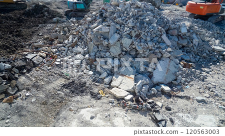 Rubble from a large demolition site Rubble from a large demolition site 120563003