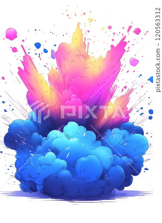 彩色卡通向量插畫與藍色爆炸 120563312
